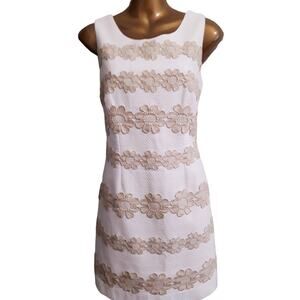 Lilly Pulitzer Sz 4 White & Gold Metallic Applique Detail Dress